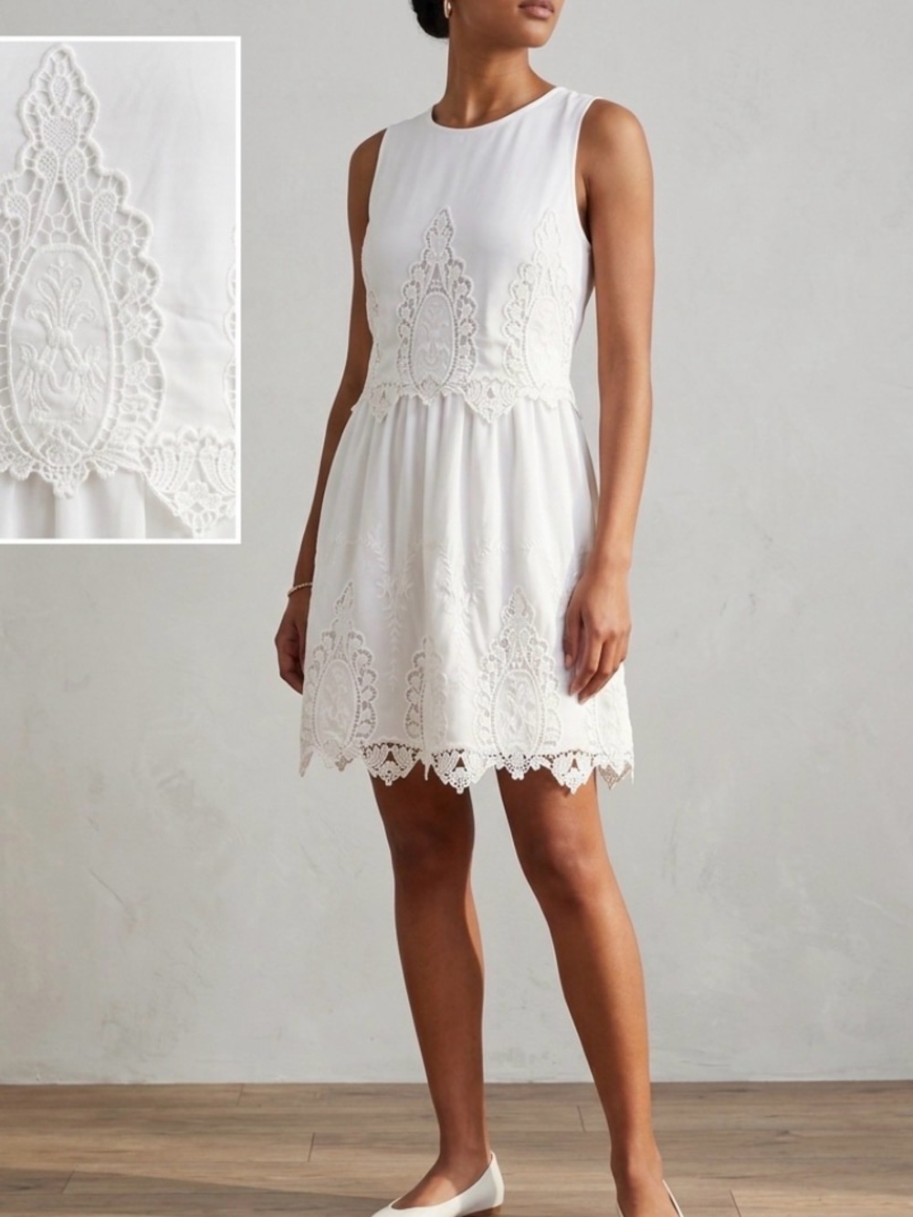 Forever 21 Guipure Lace Overlay White Sleeveless Dress Junior S Coquette Regency